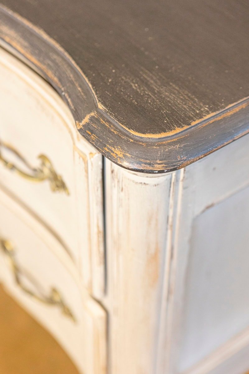 French Louis XV Style 1910s Grey Painted Commode with Bronze Rococo Hardware - JAA