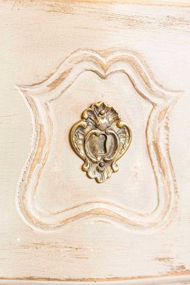 French Louis XV Style 1910s Grey Painted Commode with Bronze Rococo Hardware - JAA