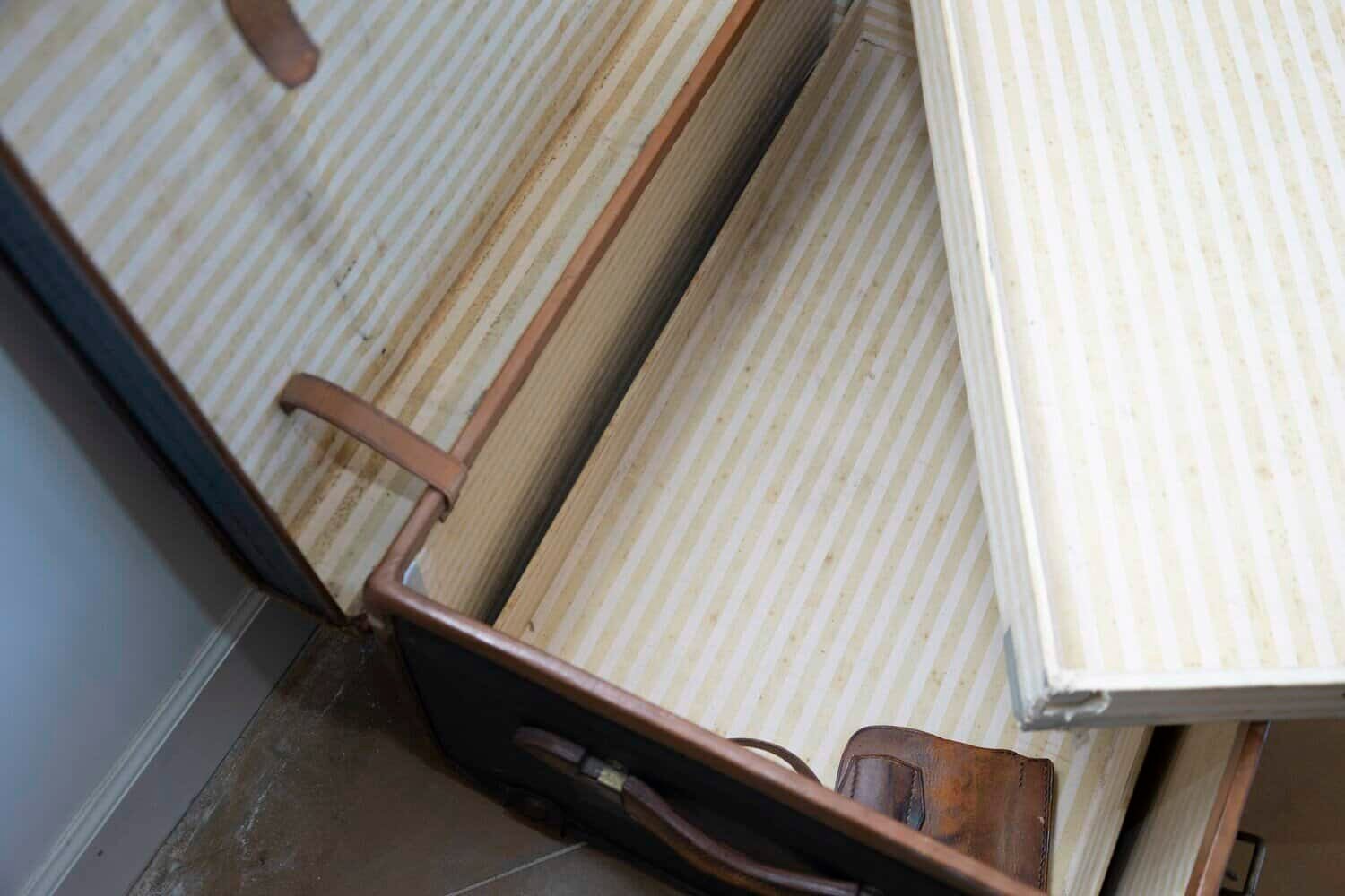 English Victorian Period 19th Century Black Traveling Trunk With Initials J.G.F. - JAA