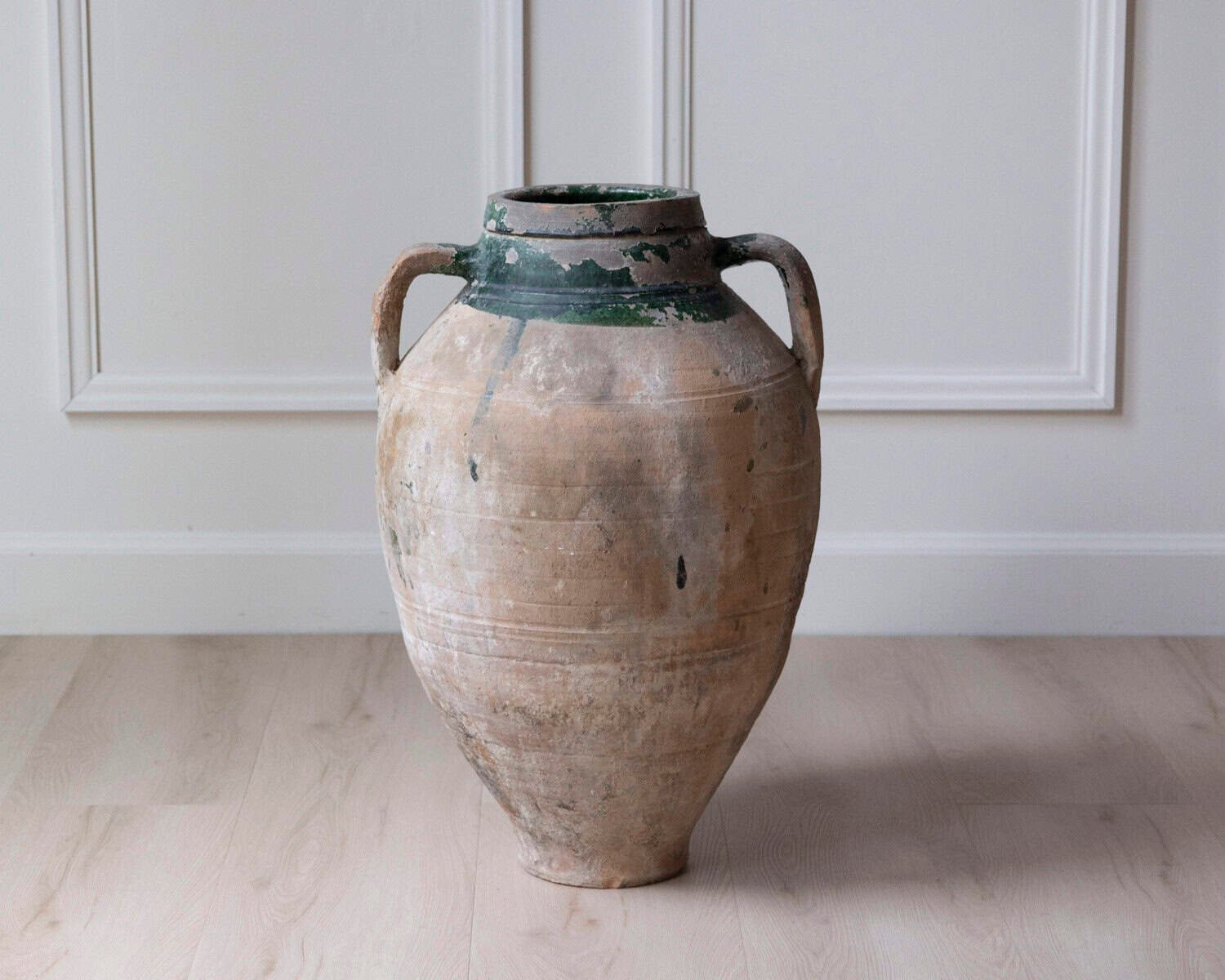 Balkan 19th Century Large Terracotta Jar with Green Drip Glaze - JAA
