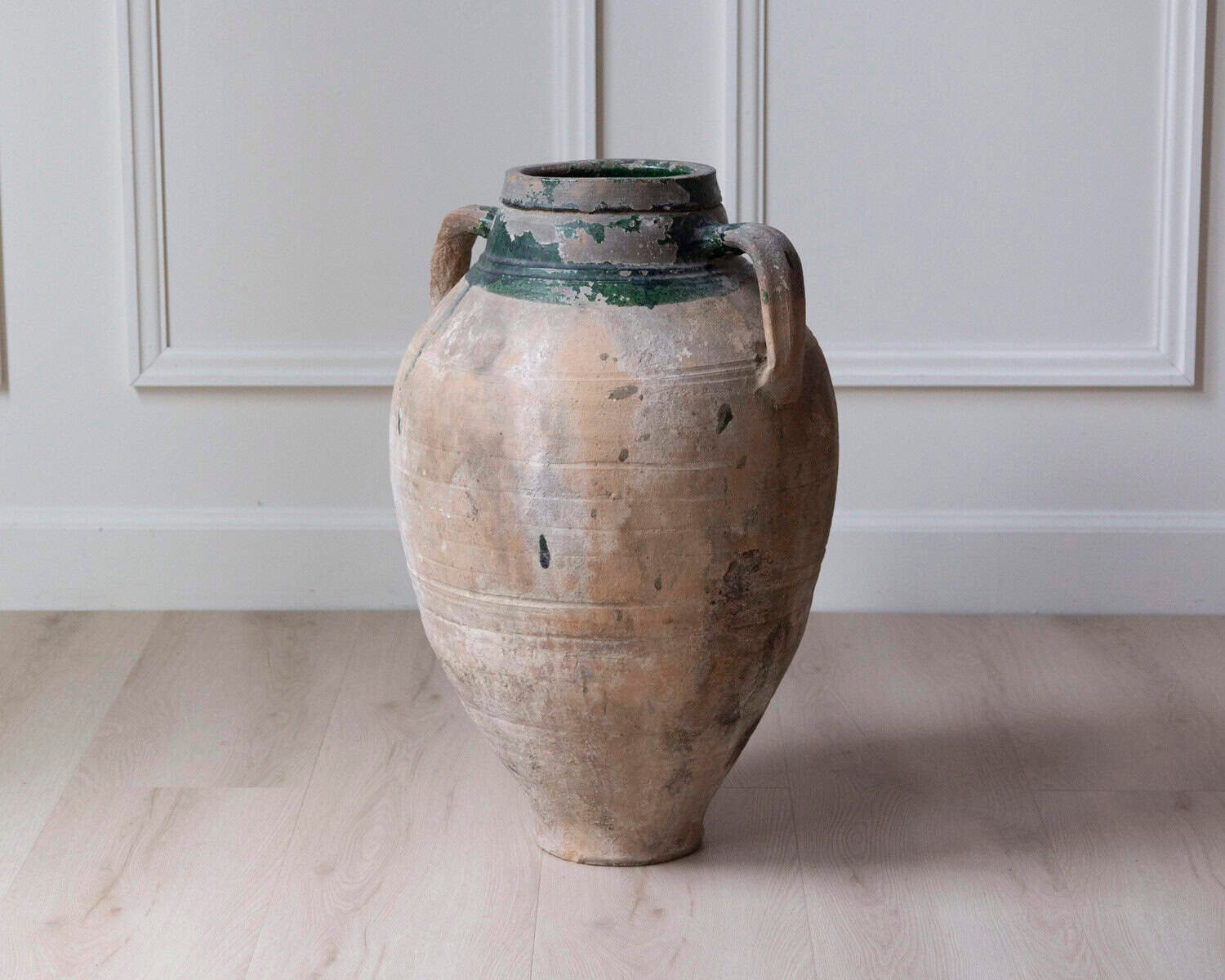 Balkan 19th Century Large Terracotta Jar with Green Drip Glaze - JAA