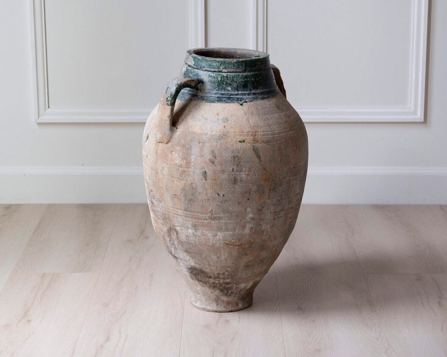Balkan 19th Century Large Terracotta Jar with Green Drip Glaze - JAA