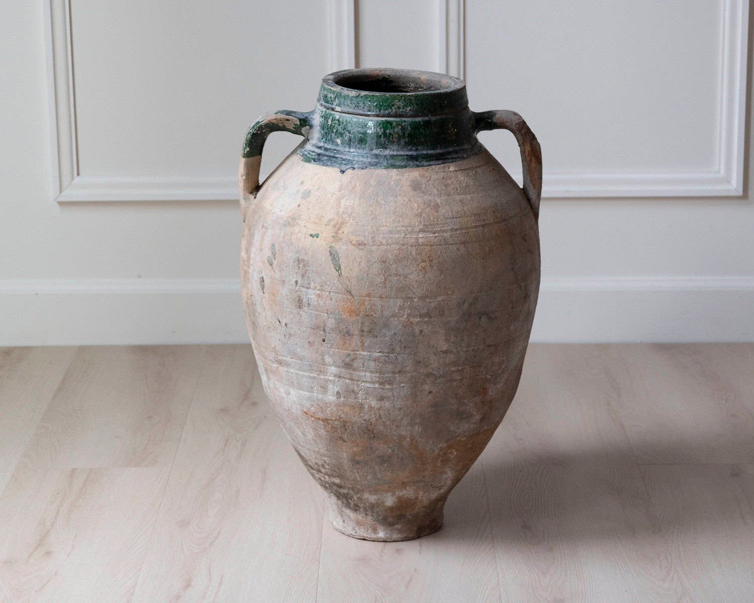 Balkan 19th Century Large Terracotta Jar with Green Drip Glaze - JAA
