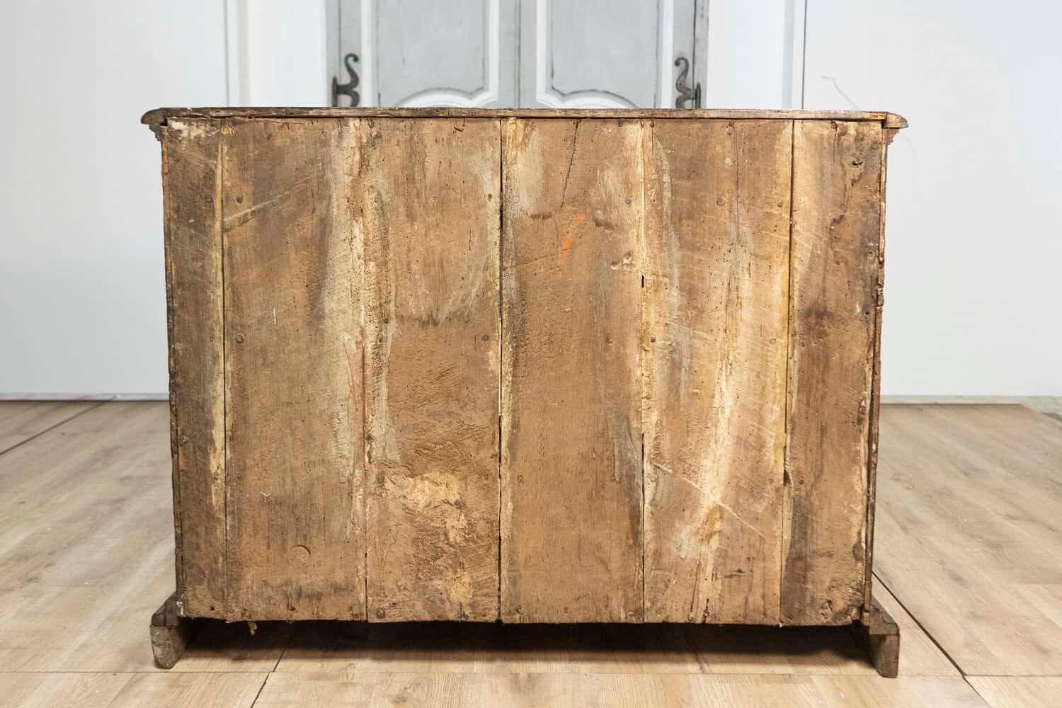 Italian 17th Century Walnut Four-Drawer Commode with Carved Bracket Feet - JAA
