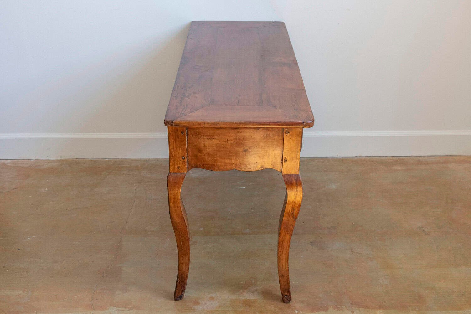 French Louis XV Style 19th Century Walnut Console Table with Three Drawers - JAA