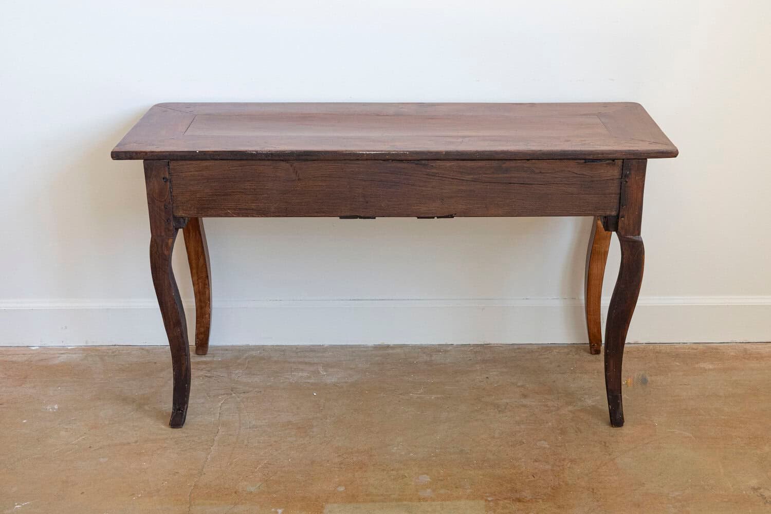 French Louis XV Style 19th Century Walnut Console Table with Three Drawers - JAA