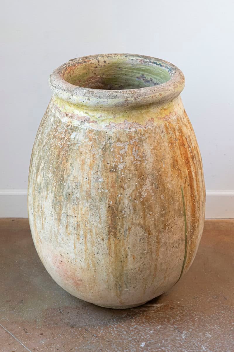 French Provincial 19th Century Glazed Terracotta Biot Olive Oil Jar - JAA