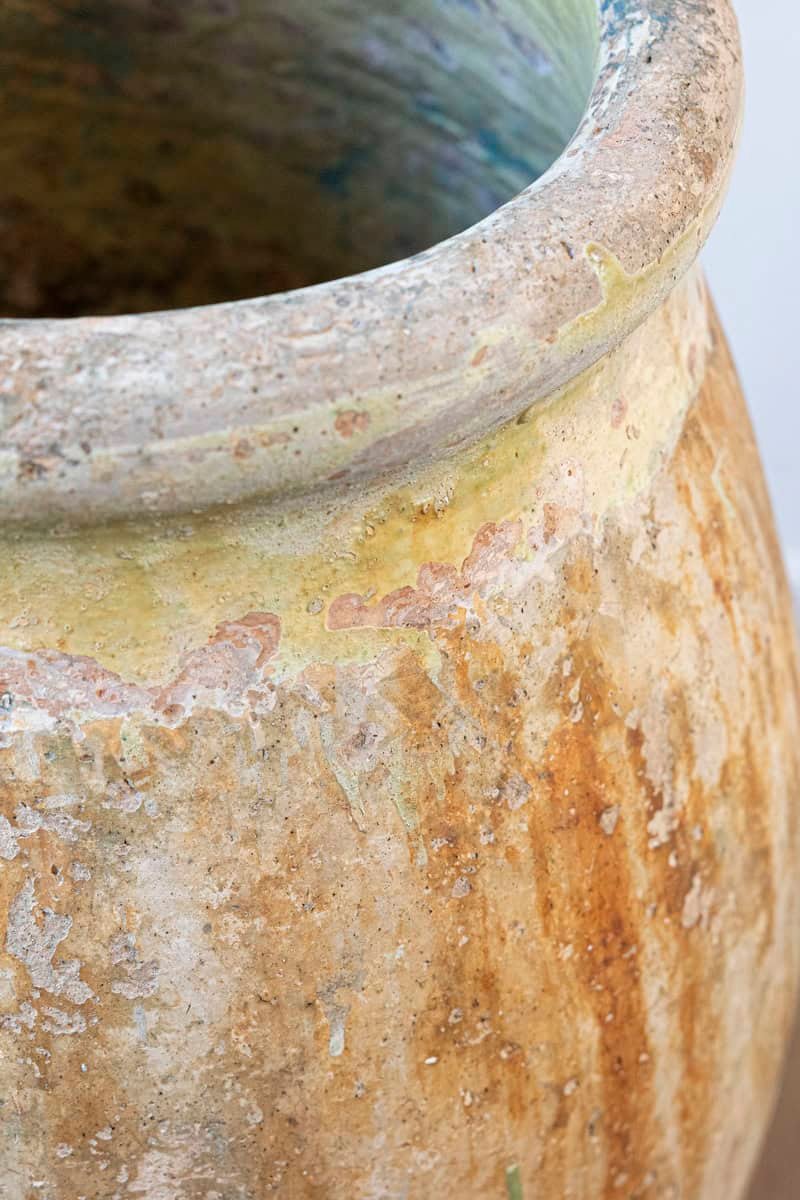 French Provincial 19th Century Glazed Terracotta Biot Olive Oil Jar - JAA