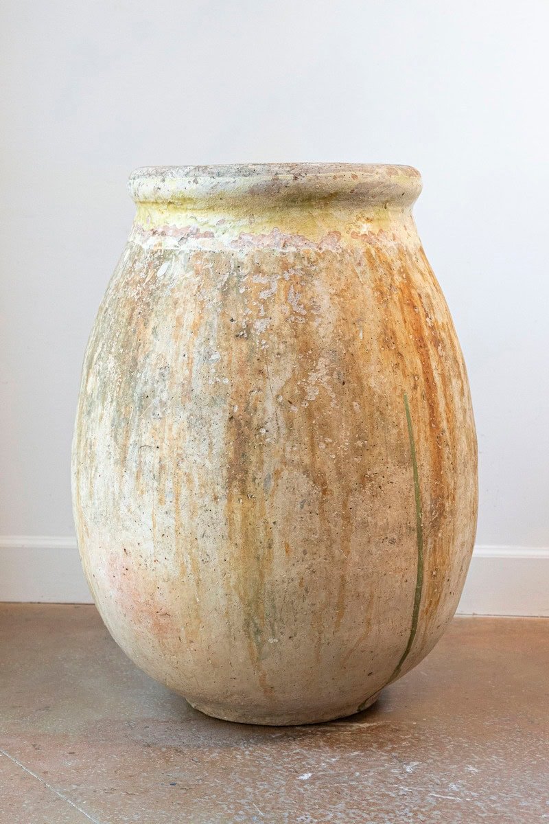 French Provincial 19th Century Glazed Terracotta Biot Olive Oil Jar - JAA