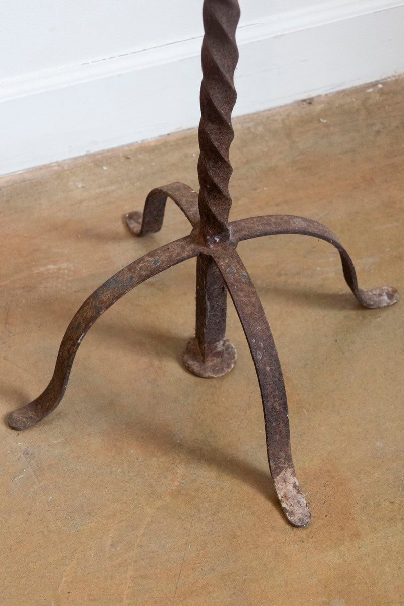 French Turn of the Century Iron Floor Standing Candelabra with Five Prickets - JAA