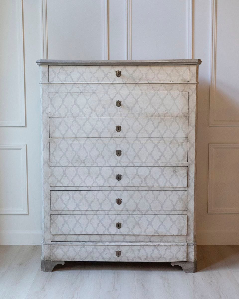 Chest Of Drawers Lacquered 19th Century With 8 Drawers - JAA