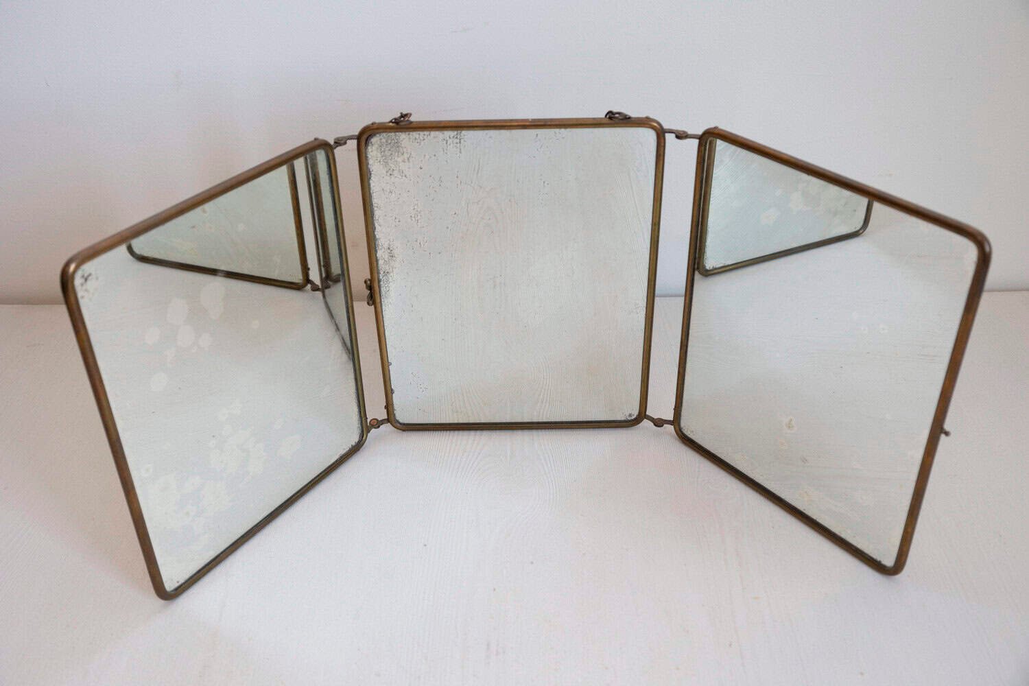 French 19th Century Three Part Fold Out Vanity Mirror with Rococo Style Scenes - JAA