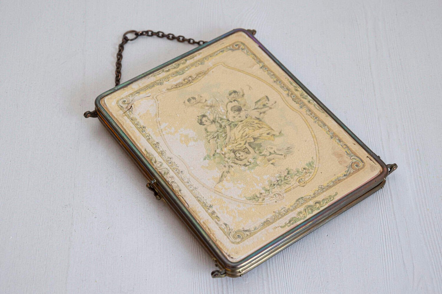 French 19th Century Three Part Fold Out Vanity Mirror with Rococo Style Scenes - JAA