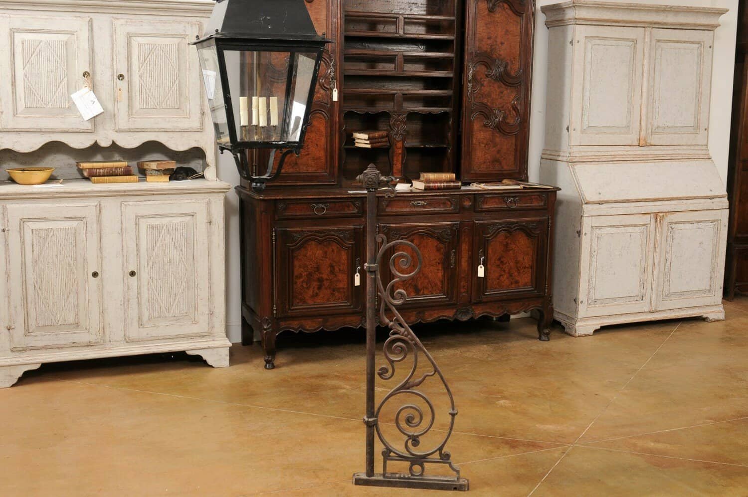 Turn of the Century French Iron and Glass Lanterns, Wired for the USA - JAA