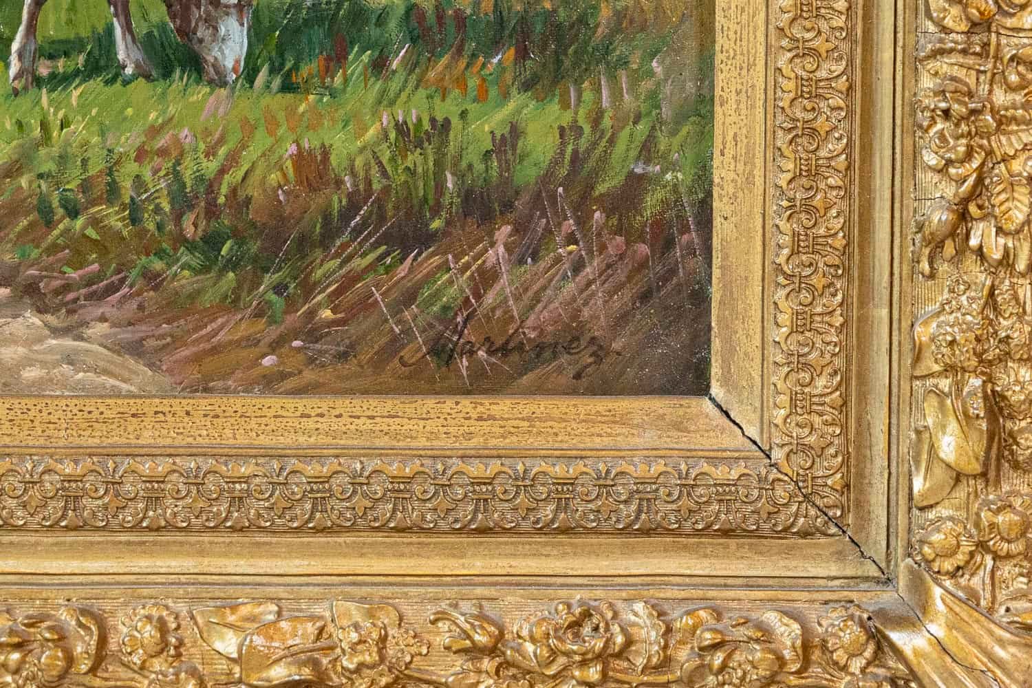 French Barbizon Painting of a Shepherd with His Herd of Sheep, Late 19th Century - JAA