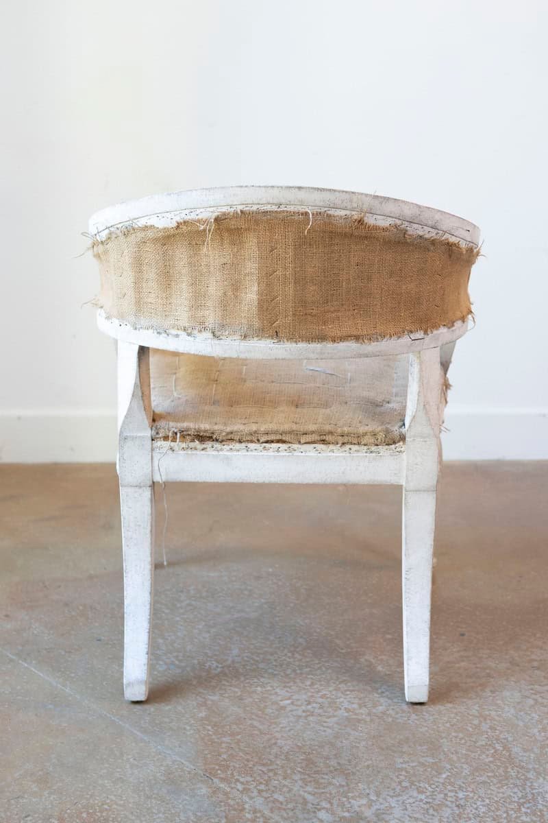 Pair of Swedish Gustavian Style Painted Tub Chairs with Carved Campanula Friezes - JAA