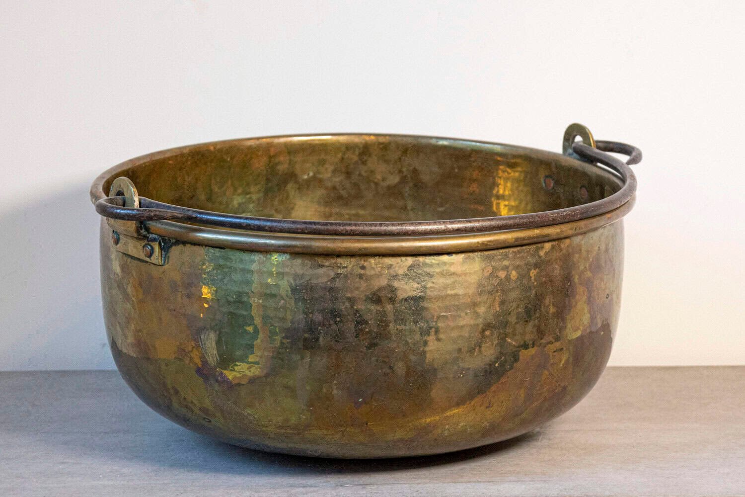 Large English Victorian Period Late 19th Century Brass Vessel with Handle - JAA