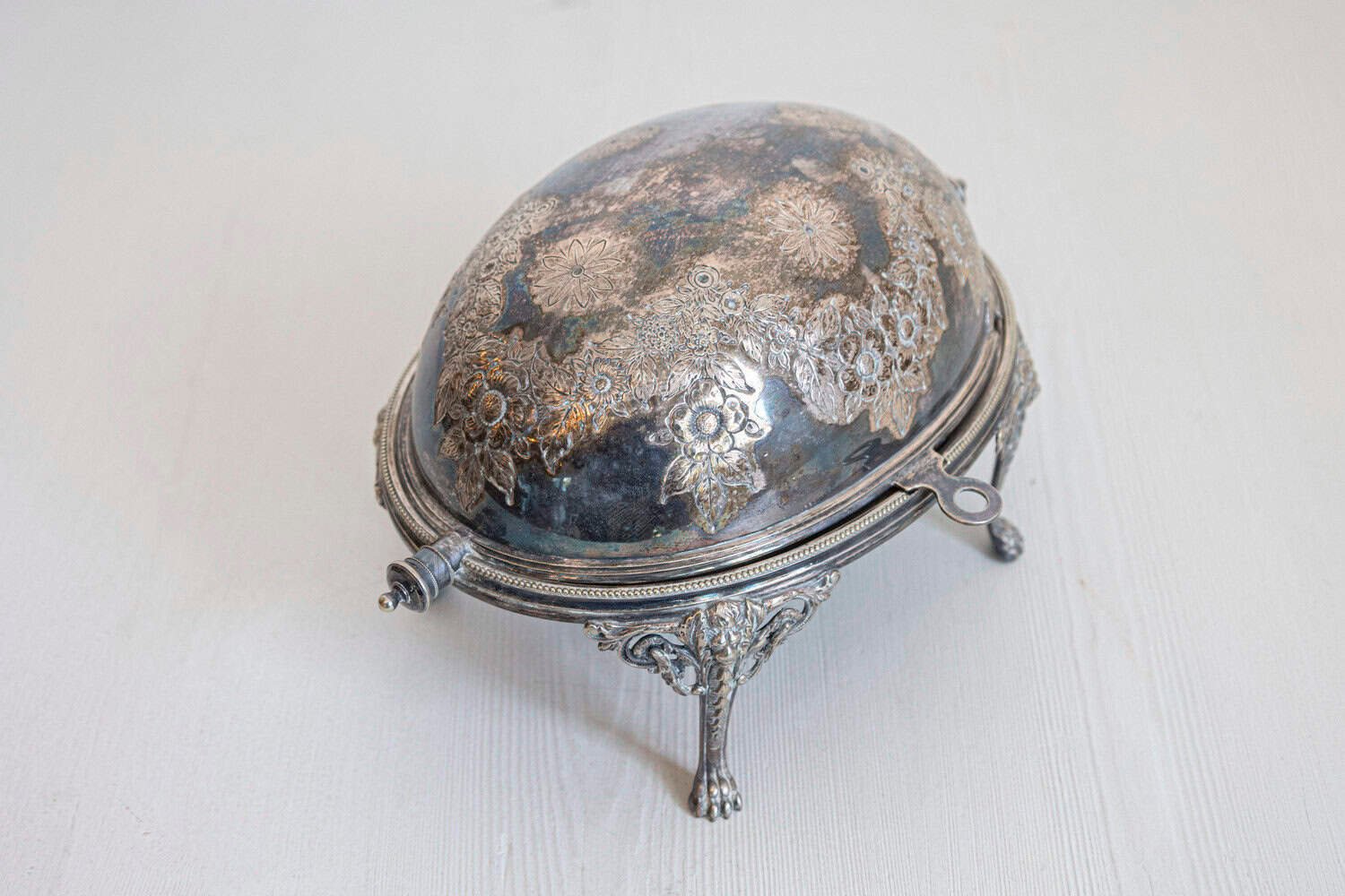 English 19th Century Silver Plated Asparagus Dish Warmer with Cabriole Legs - JAA