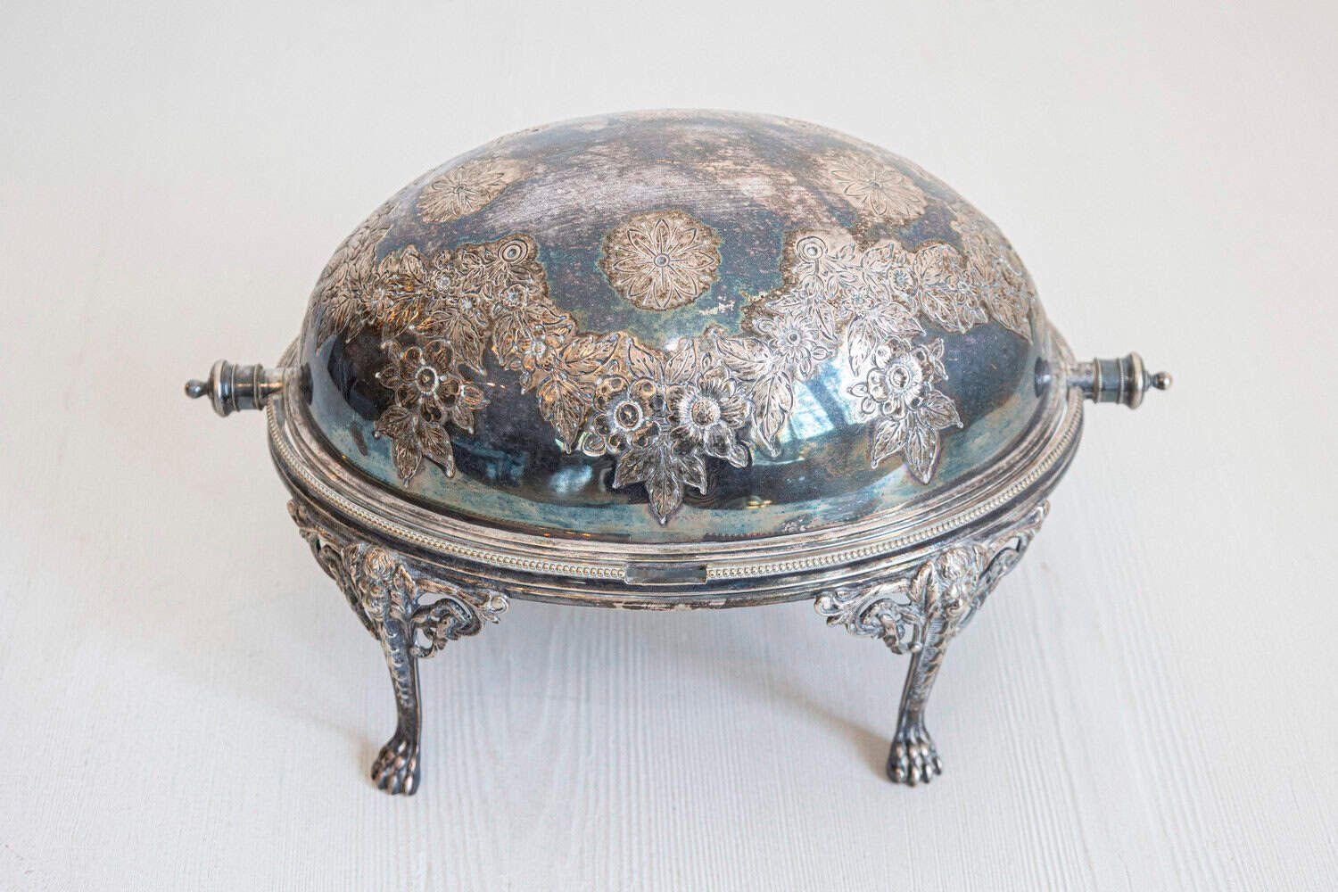 English 19th Century Silver Plated Asparagus Dish Warmer with Cabriole Legs - JAA