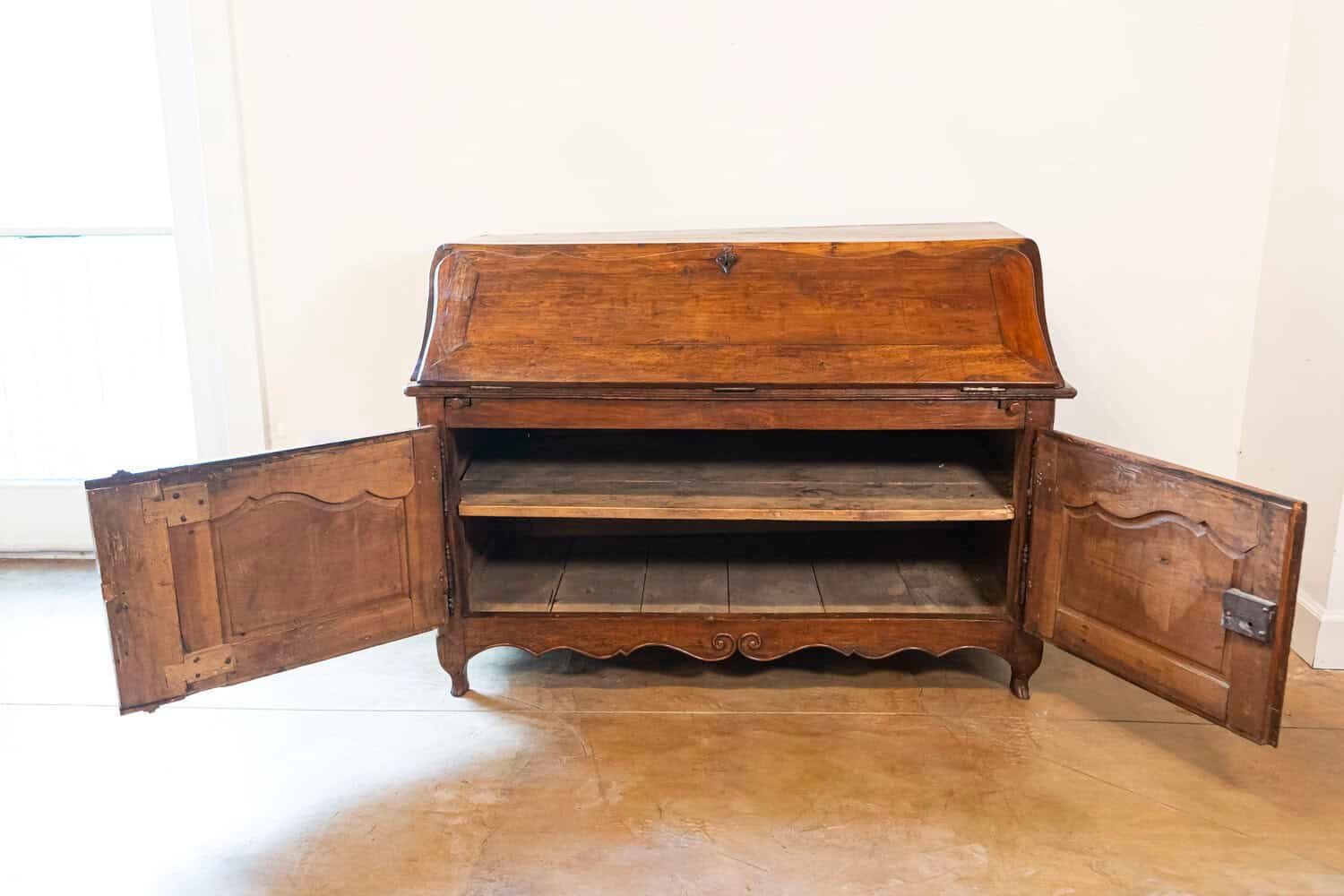 French Louis XV Period 18th Century Walnut Slant Front Secretary and Buffet - JAA