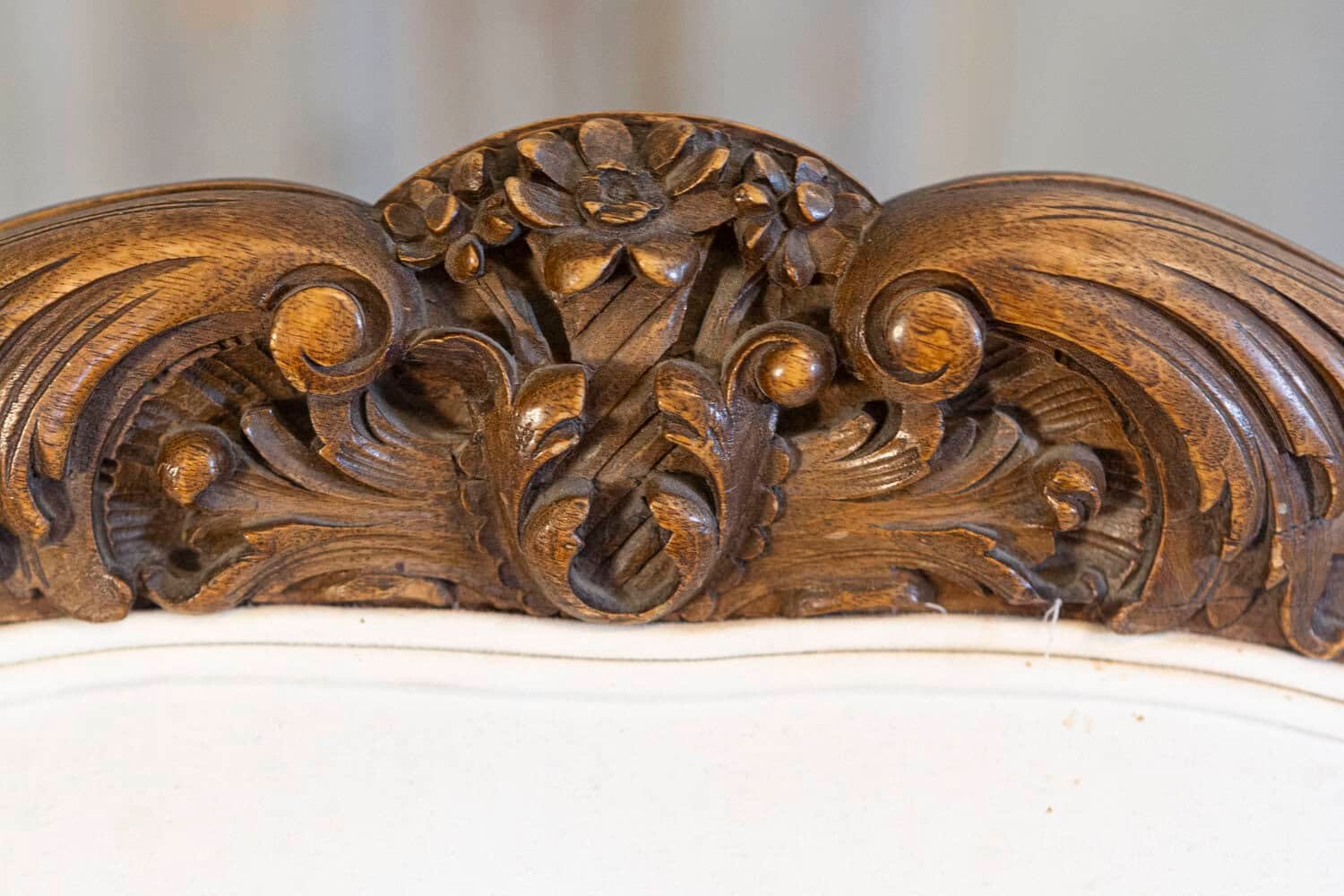 Pair of Italian 19th Century Rococo Style Carved Walnut Upholstered Armchairs - JAA