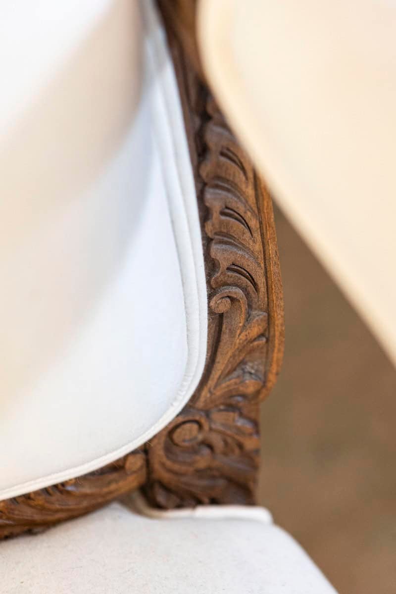 Pair of Italian 19th Century Rococo Style Carved Walnut Upholstered Armchairs - JAA