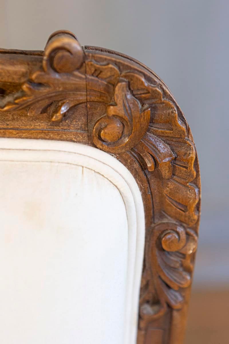 Pair of Italian 19th Century Rococo Style Carved Walnut Upholstered Armchairs - JAA