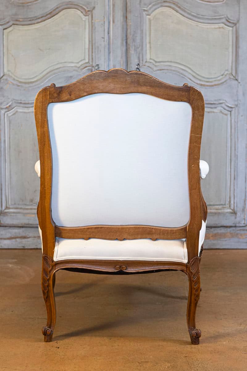 Pair of Italian 19th Century Rococo Style Carved Walnut Upholstered Armchairs - JAA