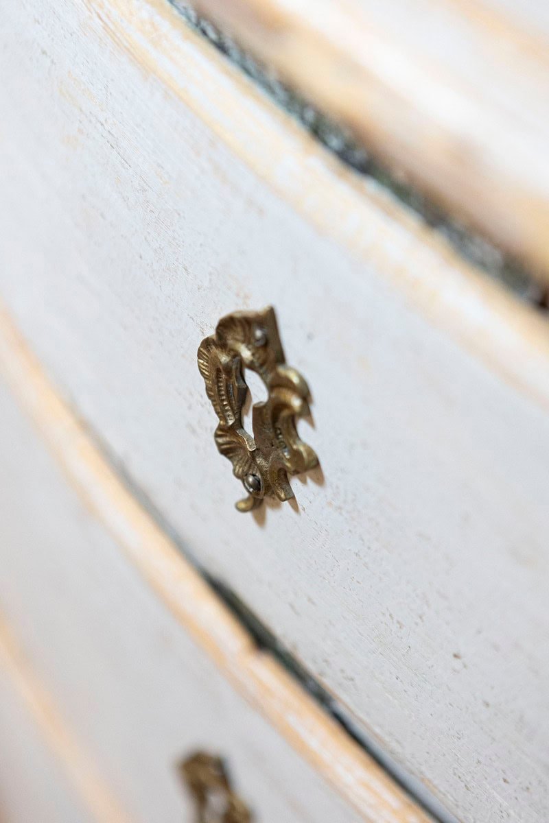 Rococo Period 1770s Swedish Gray Cream Painted and Carved Three-Drawer Commode - JAA