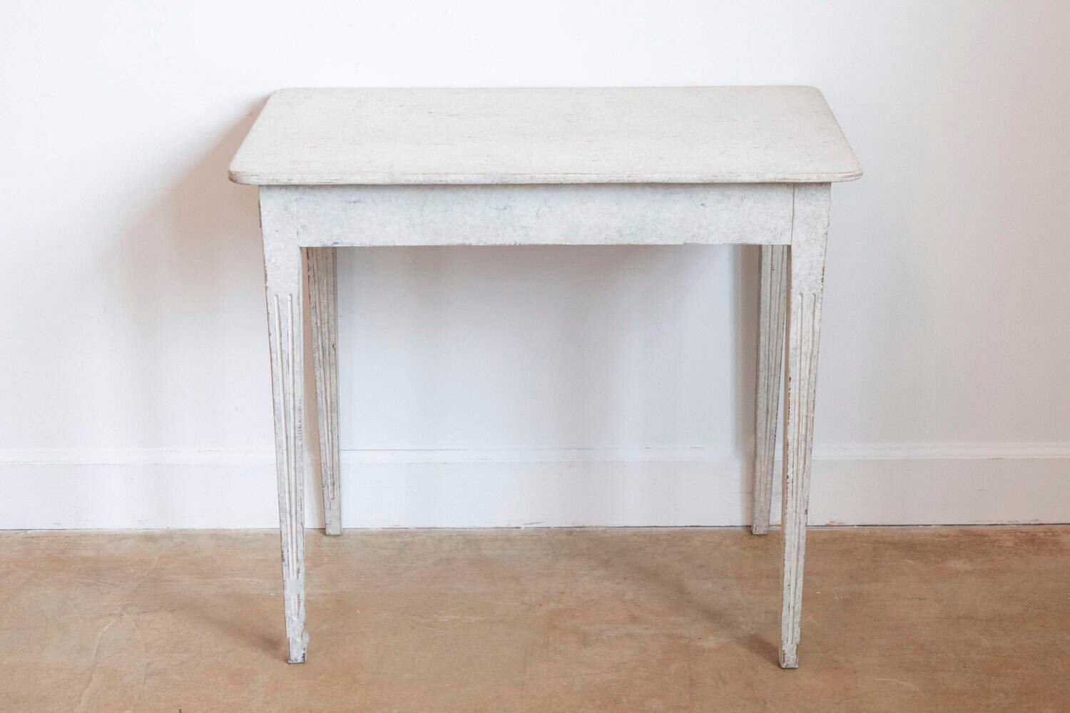 Swedish 1860s Gustavian Style Painted Console Table with Carved Floral Décor - JAA