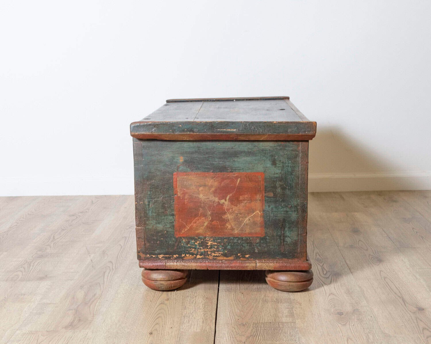 Alpine 19th Century Folk Art Painted Chest with Floral Motifs, Dated 1835 - JAA