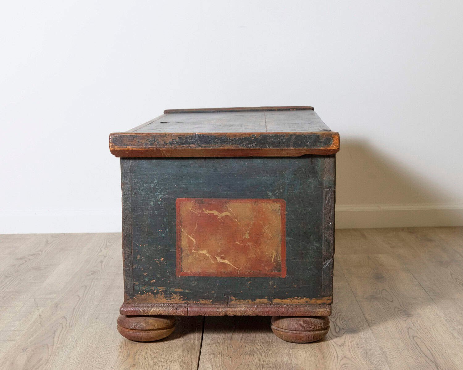 Alpine 19th Century Folk Art Painted Chest with Floral Motifs, Dated 1835 - JAA