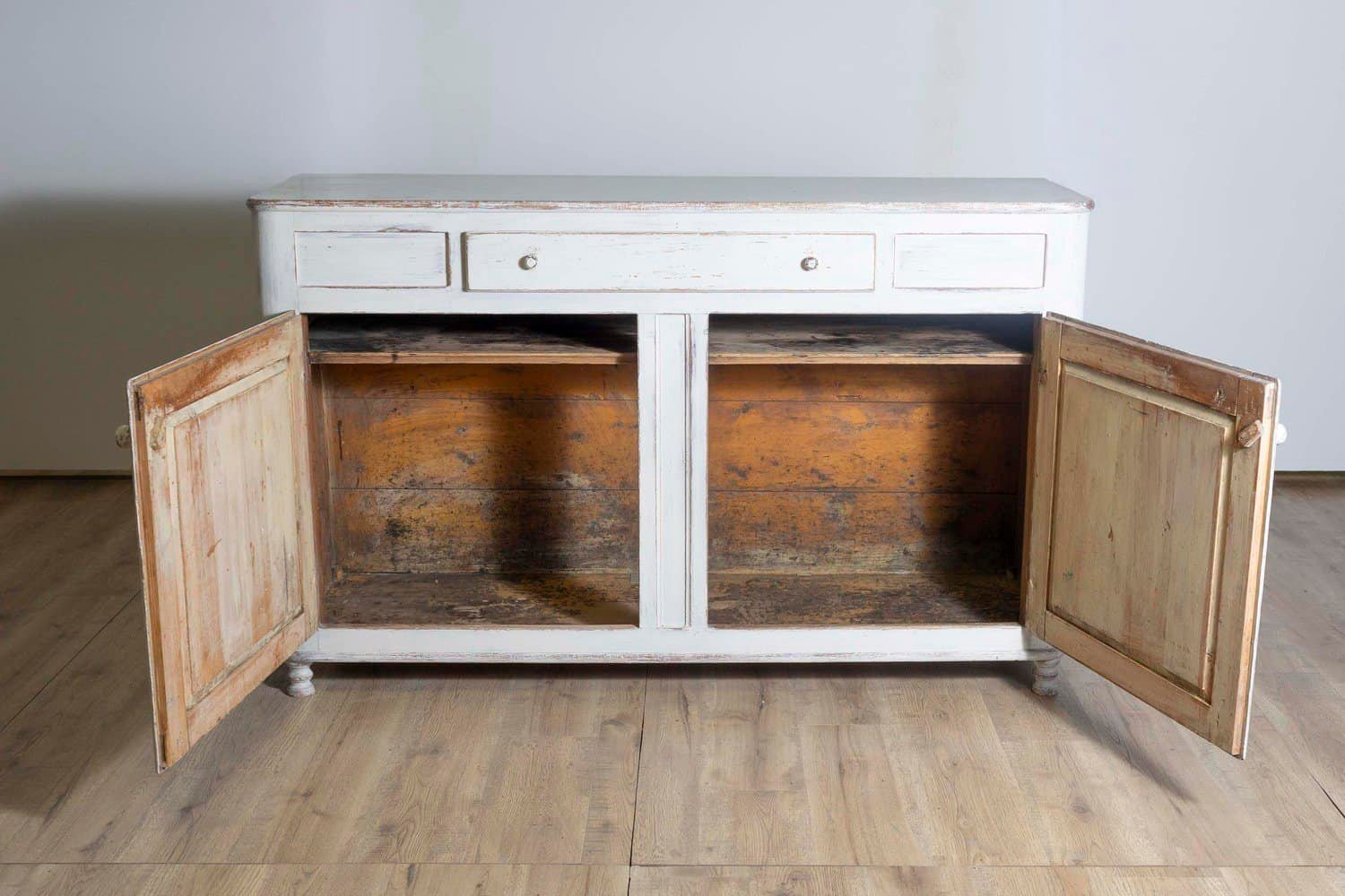 1830s Swedish Grey Painted Sideboard with Single Drawer over Two Doors - JAA