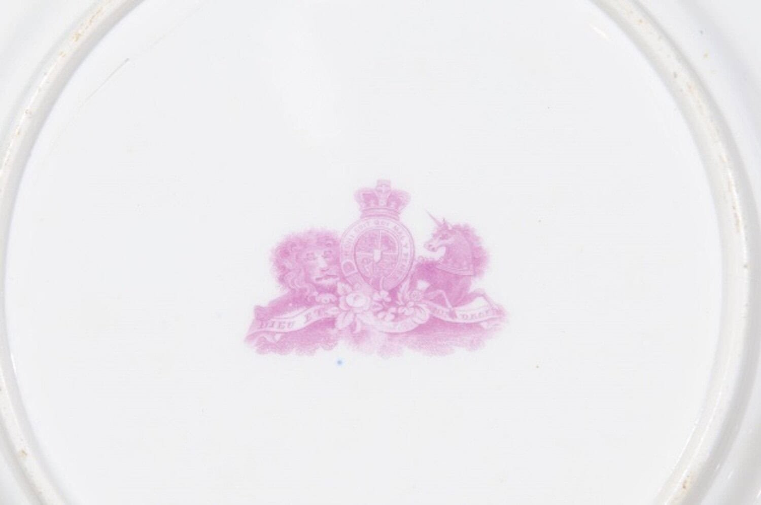 English 19th Century Ridgway Porcelain Dinner Plates and Compote with Green Rim and Floral Décor - JAA