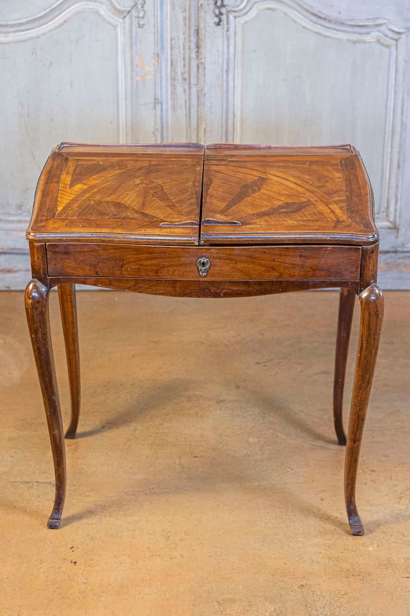 Petite French Louis XV Style Walnut Slant-Front Desk, Stamped, circa 1810 - JAA