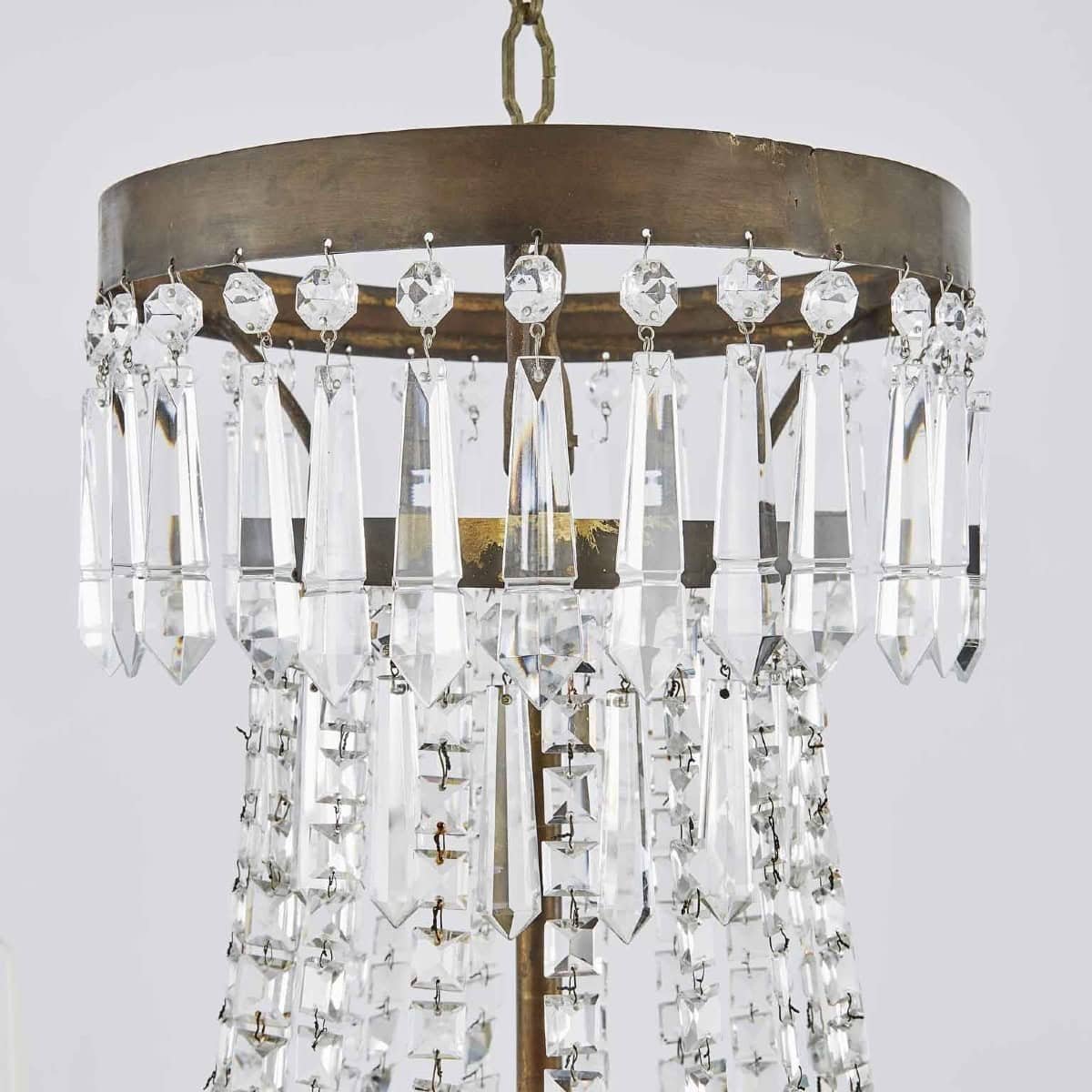 19th Century Italian Empire Crystal Chandelier Nine-armed Candle Chandelier - JAA