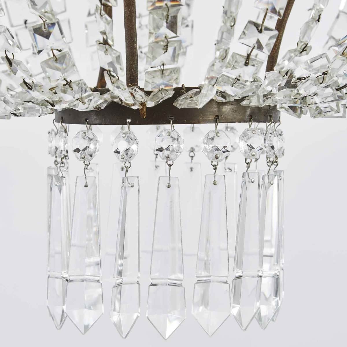 19th Century Italian Empire Crystal Chandelier Nine-armed Candle Chandelier - JAA