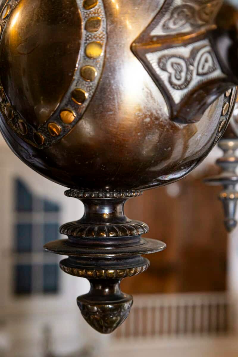 French 19th Century Three-Light Bronze and Baccarat Style Chandelier with Cherubs - JAA