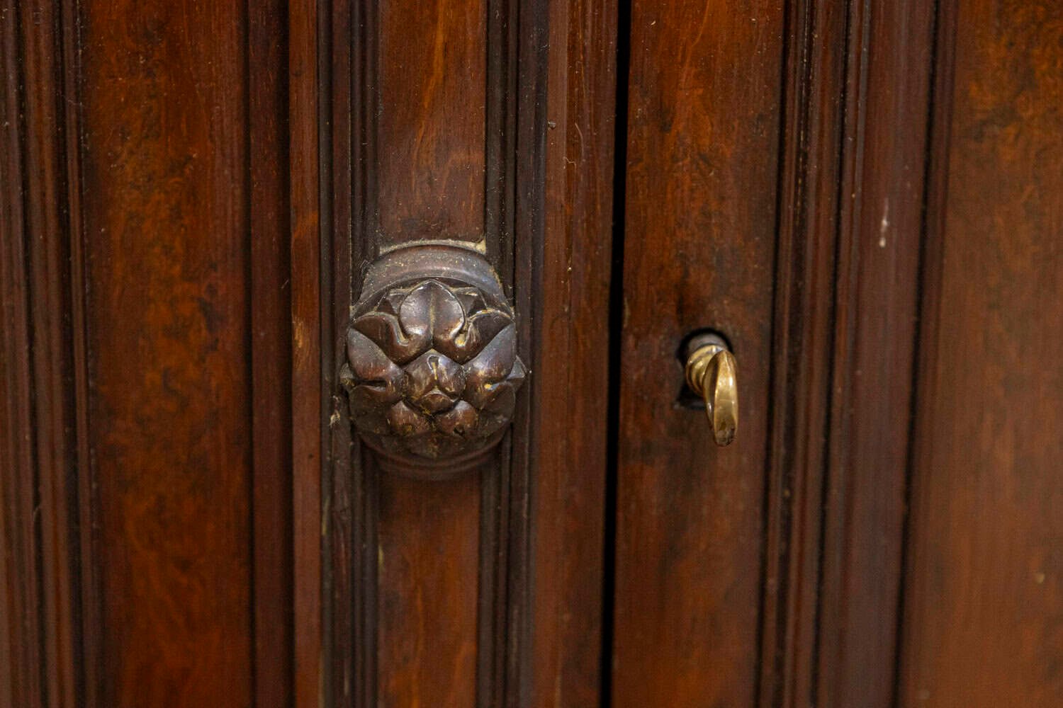French Louis-Philippe 19th Century Two Part Bookcase with Blown Glass Doors - JAA
