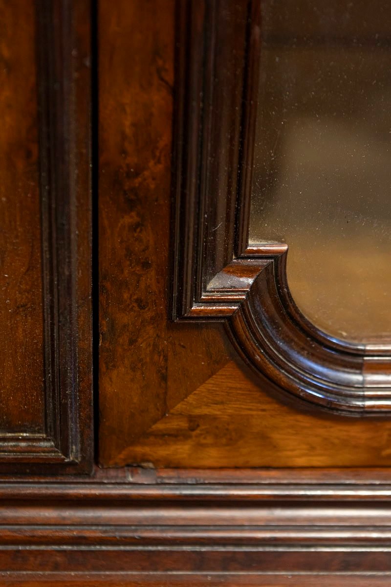 French Louis-Philippe 19th Century Two Part Bookcase with Blown Glass Doors - JAA