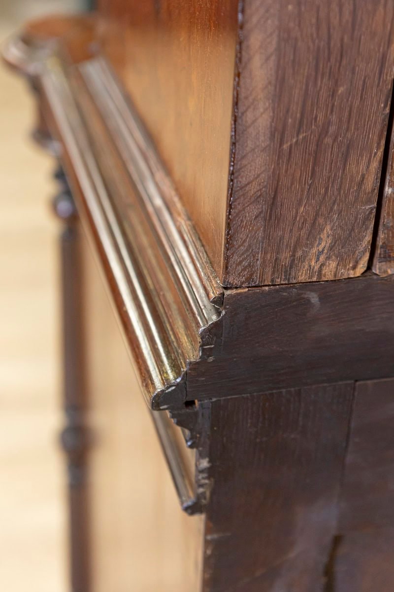 French Louis-Philippe 19th Century Two Part Bookcase with Blown Glass Doors - JAA