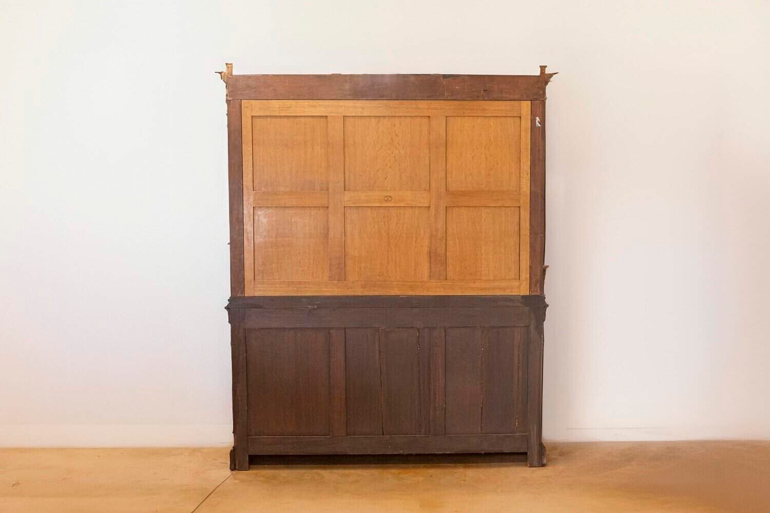 French Louis-Philippe 19th Century Two Part Bookcase with Blown Glass Doors - JAA