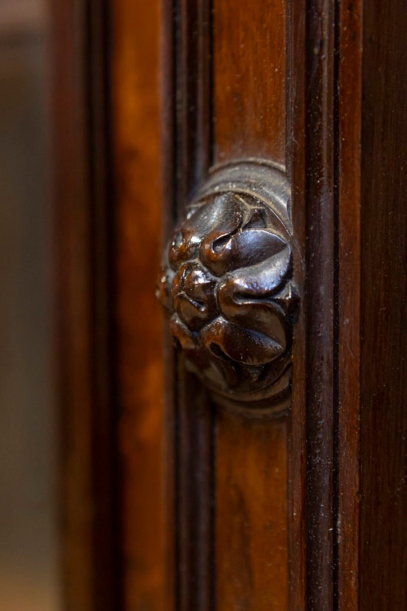 French Louis-Philippe 19th Century Two Part Bookcase with Blown Glass Doors - JAA