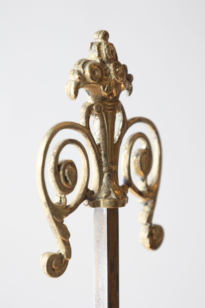 Ornate 19th-Century French Bronze Table Lamp with Scrollwork and Candle-Style Lights - JAA