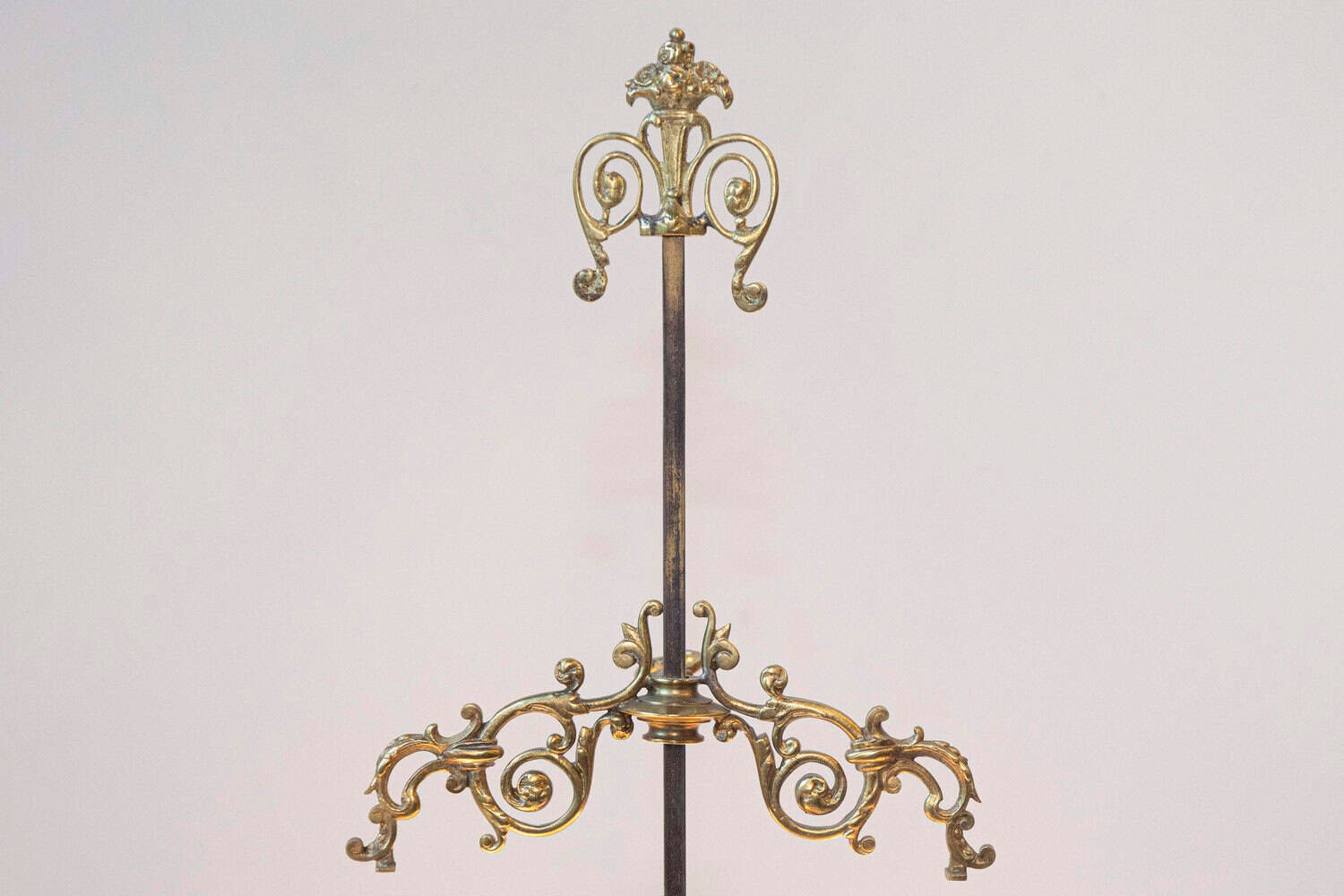 Ornate 19th-Century French Bronze Table Lamp with Scrollwork and Candle-Style Lights - JAA