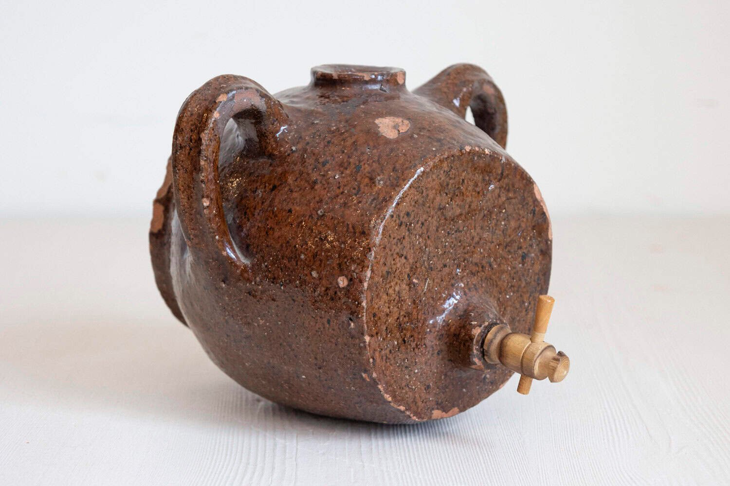 French 19th Century Terracotta Vinegar Pot with Chocolate Glaze and Great Patina - JAA