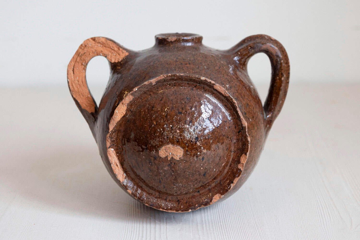 French 19th Century Terracotta Vinegar Pot with Chocolate Glaze and Great Patina - JAA