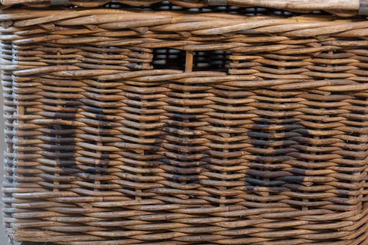 19th Century English Wicker Laundry Basket with Painted Labeling - JAA