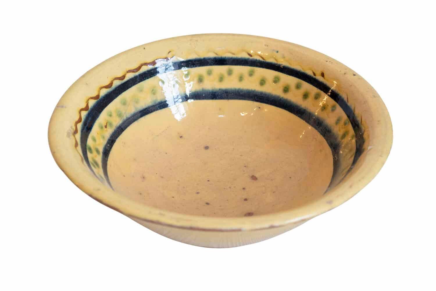 French 19th Century Bowl from the Poterie Hertz of Annecy, with Yellow Glaze - JAA