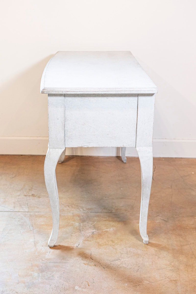 Swedish 1920s Rococo Style Painted Wood Two-Drawer Chest with Carved Apron - JAA